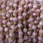 4mm Mystic Pink Sapphire rondelle Vermeil Chain 36 pieces per foot - Beadsofcambay.com
