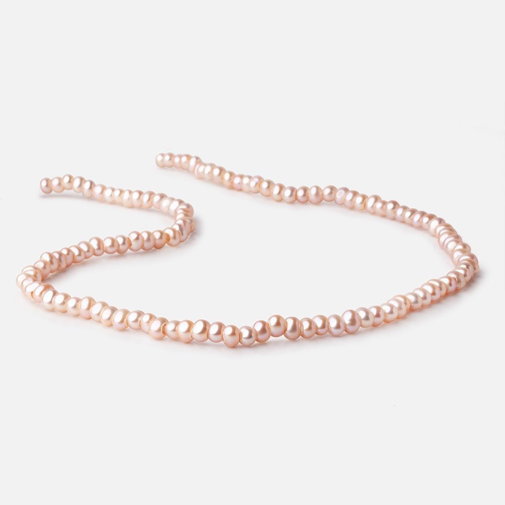 5mm Soft Peach 2.5mm Large Hole Off Round Pearls 15 inch 114 Beads - Beadsofcambay.com