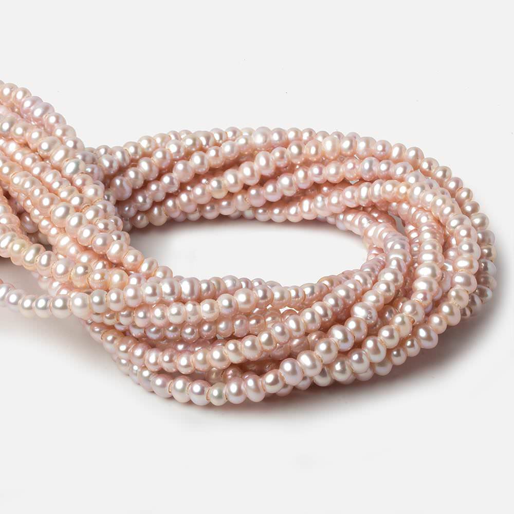 5mm Soft Pink Off Round 2.5mm Large Hole Pearls 15 inch 100 pieces - Beadsofcambay.com