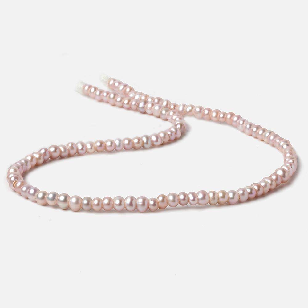 5mm Soft Pink Off Round 2.5mm Large Hole Pearls 15 inch 100 pieces - Beadsofcambay.com