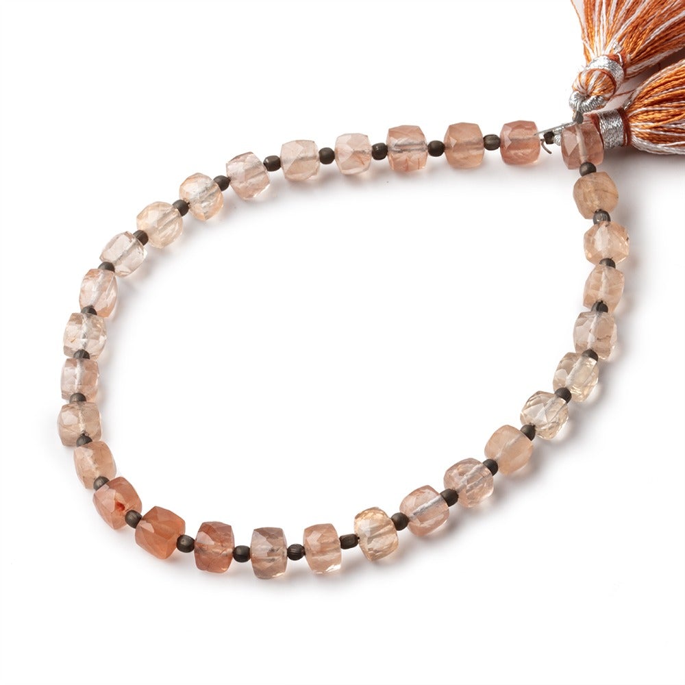 5mm Tangerine Quartz Faceted Cube Beads 8 inch 30 pieces - Beadsofcambay.com