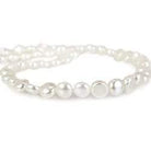 5mm White Button Freshwater Pearls, 15 inch - Beadsofcambay.com