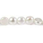 5mm White Button Freshwater Pearls, 15 inch - Beadsofcambay.com