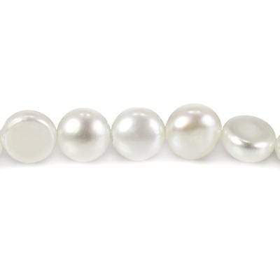 5mm White Button Freshwater Pearls, 15 inch - Beadsofcambay.com