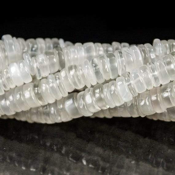 5mm White Moonstone Heshi Beads 220 beads - Beadsofcambay.com
