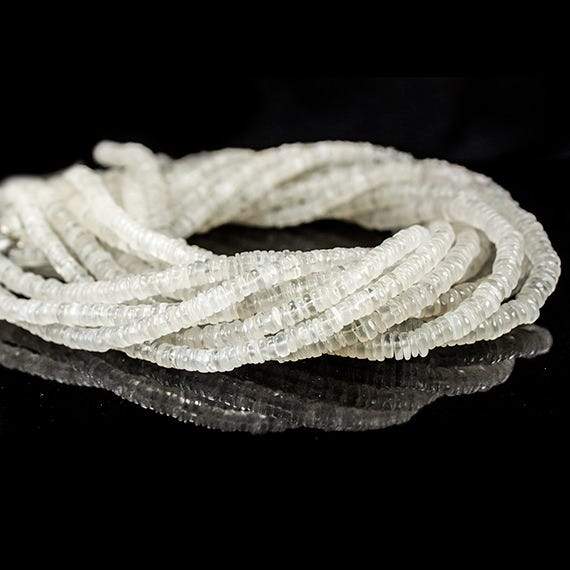 5mm White Moonstone Heshi Beads 220 beads - Beadsofcambay.com