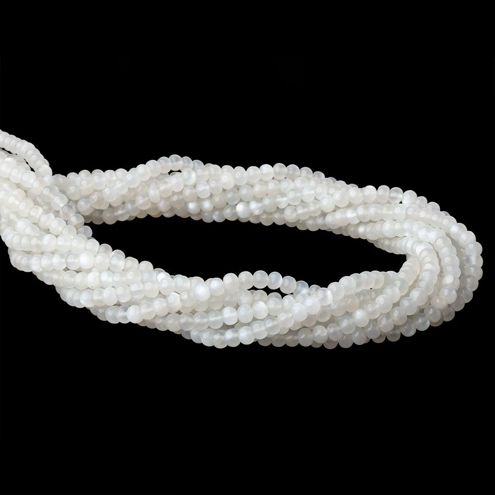 5mm White Moonstone Plain Rondelle Beads 18 inch 115 pieces AA - Beadsofcambay.com