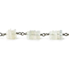 5mm White Moonstone square heshi Black Gold .925 Chain by the foot - Beadsofcambay.com