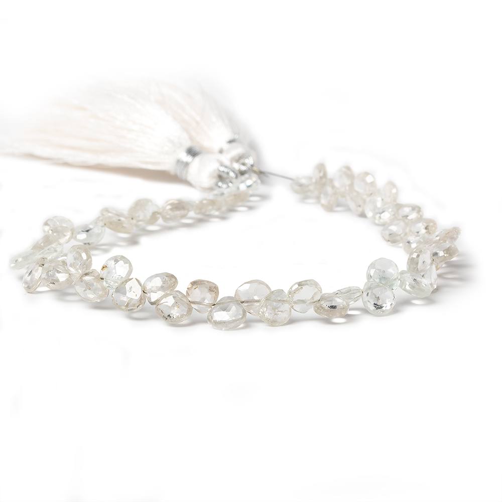 5mm White Zircon Faceted Heart Beads 8.5 inch 60 pieces - Beadsofcambay.com