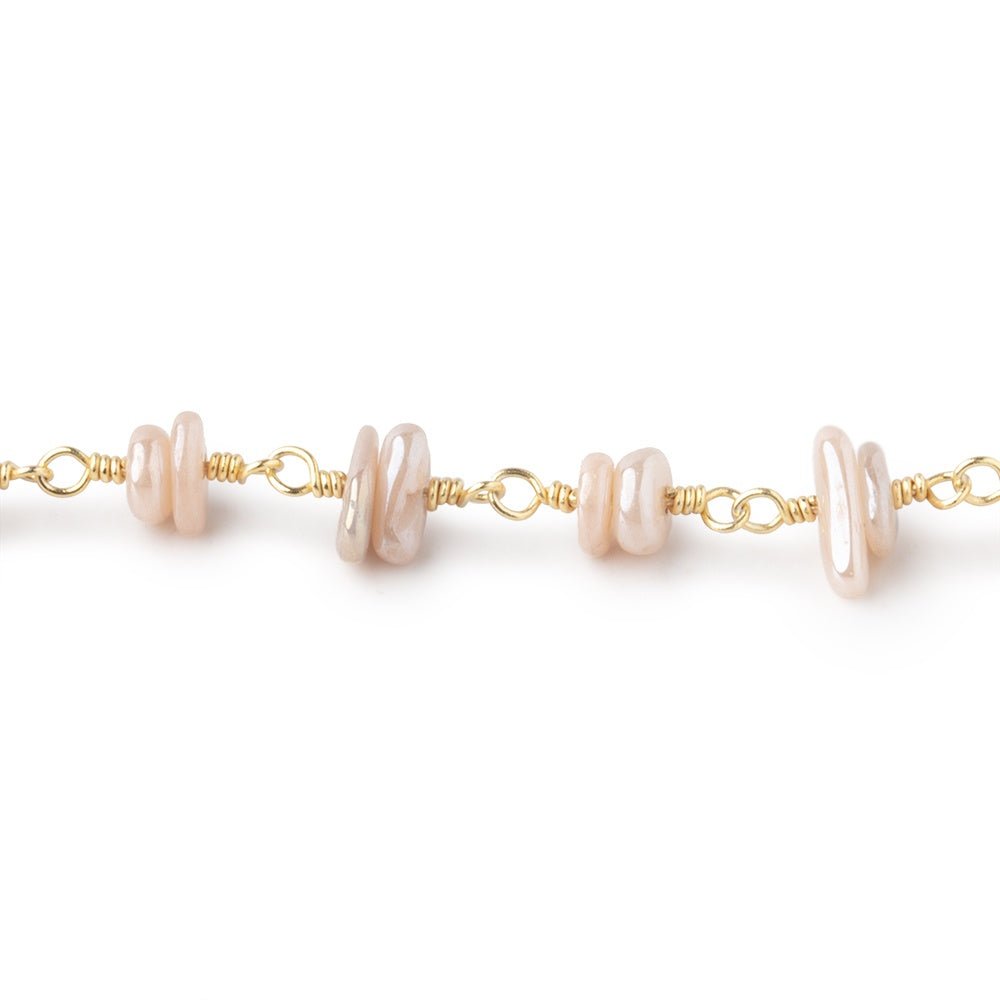 5x2mm Mystic Moonstone Plain Nugget Clusters on Gold Plated Chain - Beadsofcambay.com
