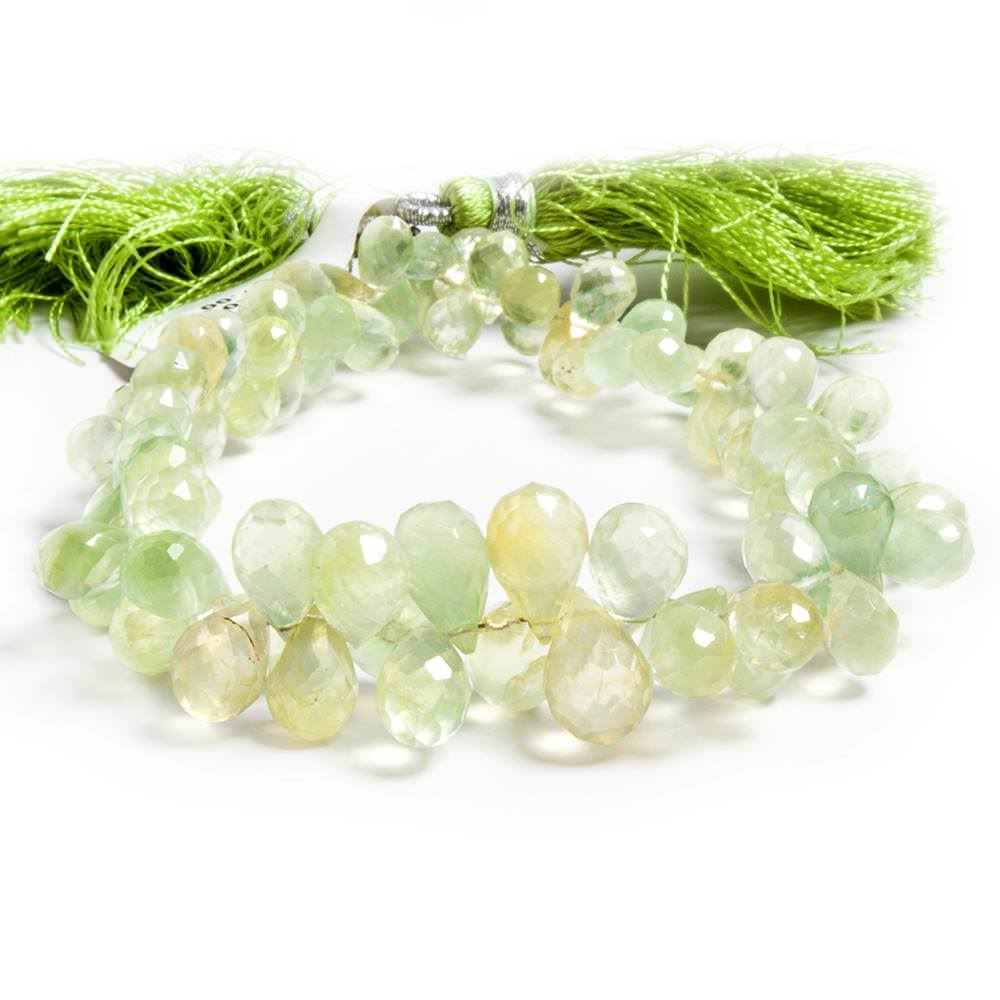 5x3-11x7mm Prehnite faceted tear drop beads 8 inch 80 pieces - Beadsofcambay.com