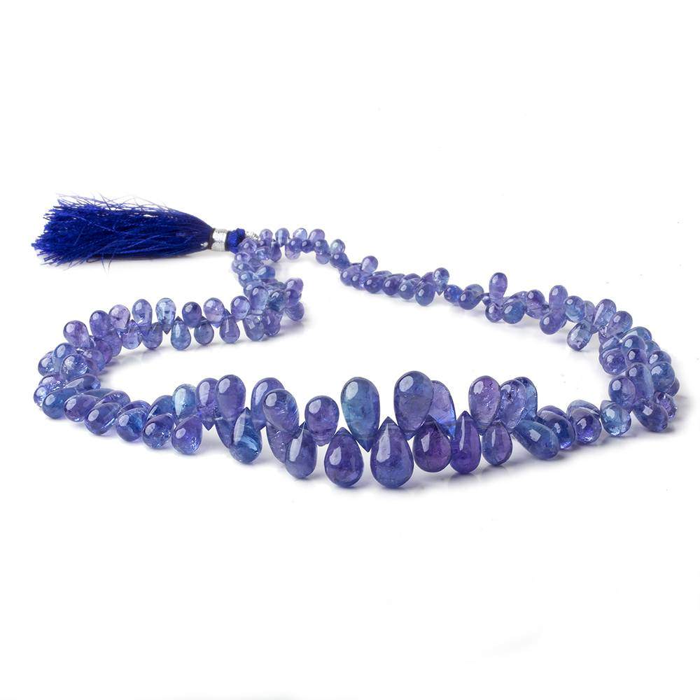5x3-13x8mm Tanzanite plain tear drop beads 16 inch 155 pieces AA Grade - Beadsofcambay.com
