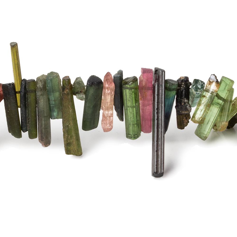 5x3-14x3mm Multi Color Tourmaline top drilled Natural Crystals 7.75 inch 88 beads AA - Beadsofcambay.com