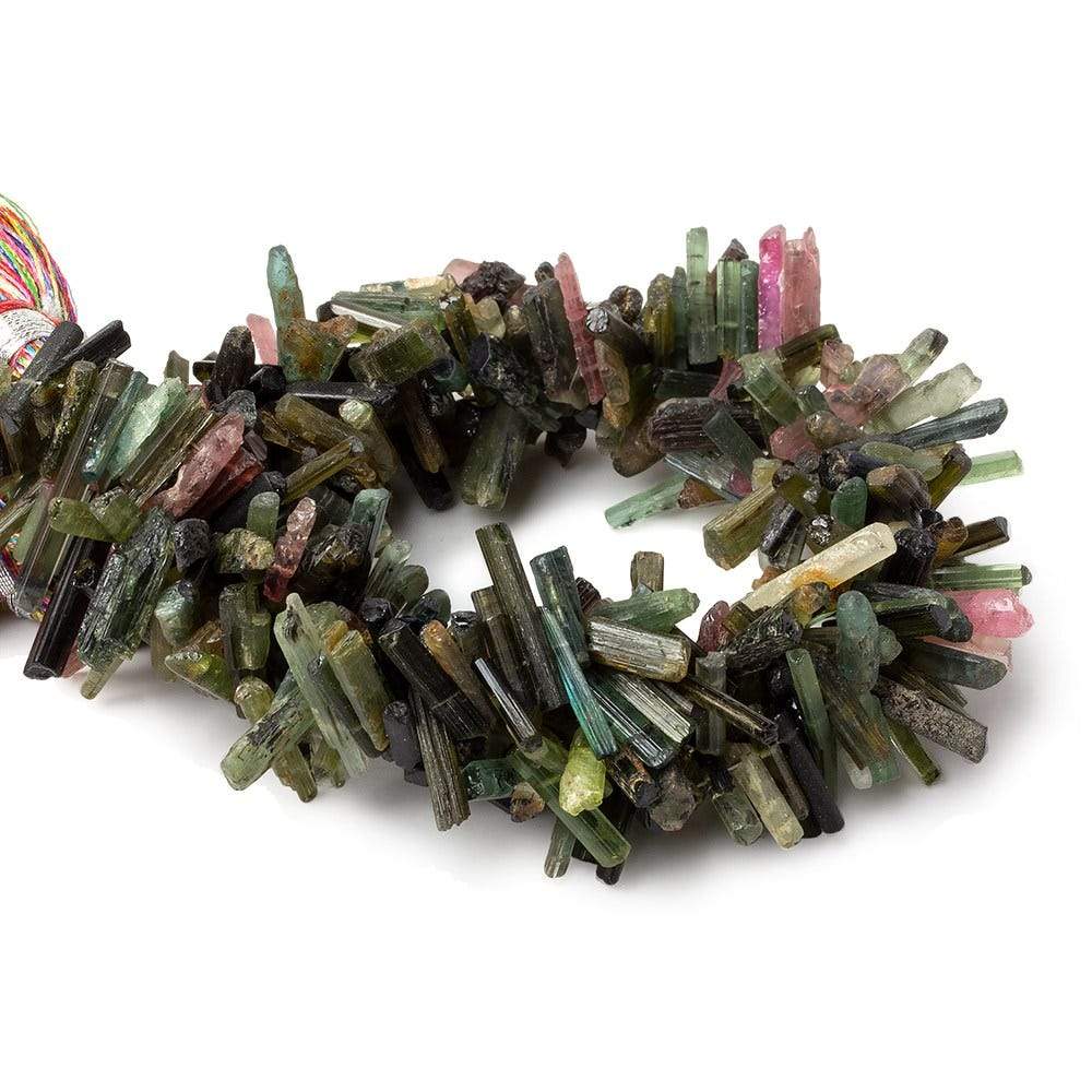 5x3-14x3mm Multi Color Tourmaline top drilled Natural Crystals 7.75 inch 88 beads AA - Beadsofcambay.com