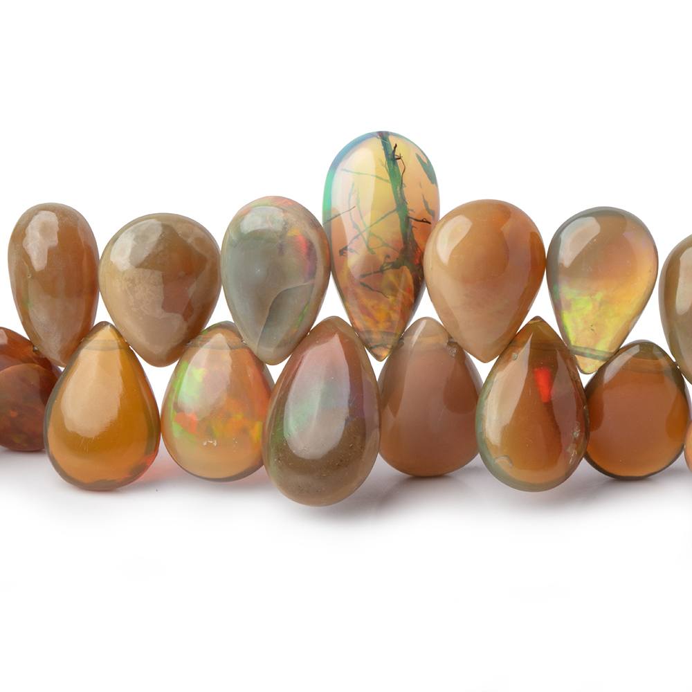 5x3-15x8mm Golden Ethiopian Opal Plain Pear Beads 8 inch 55 pieces AA Grade - Beadsofcambay.com