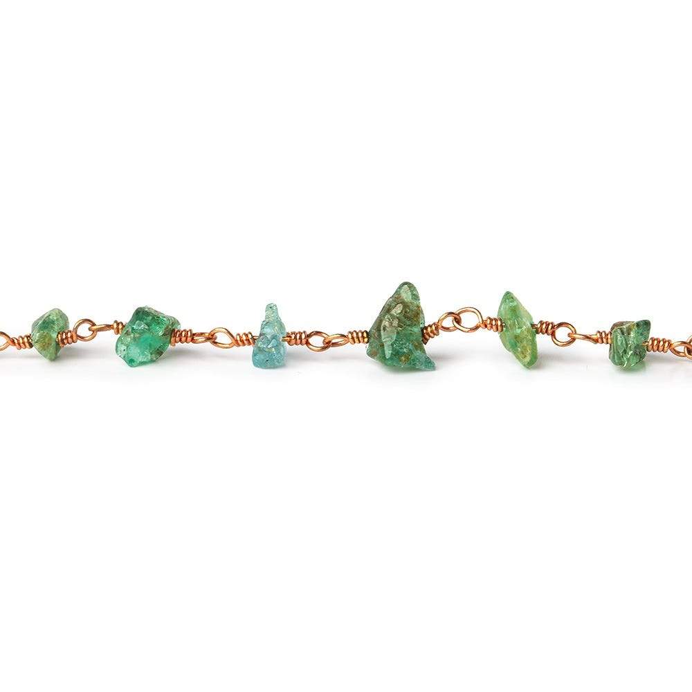 5x3-6x4mm Emerald chip nugget Rose Gold plated Silver Chain by the foot - Beadsofcambay.com