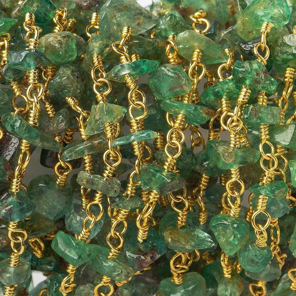 5x3-6x4mm Emerald chip nugget Vermeil Chain by the foot - Beadsofcambay.com