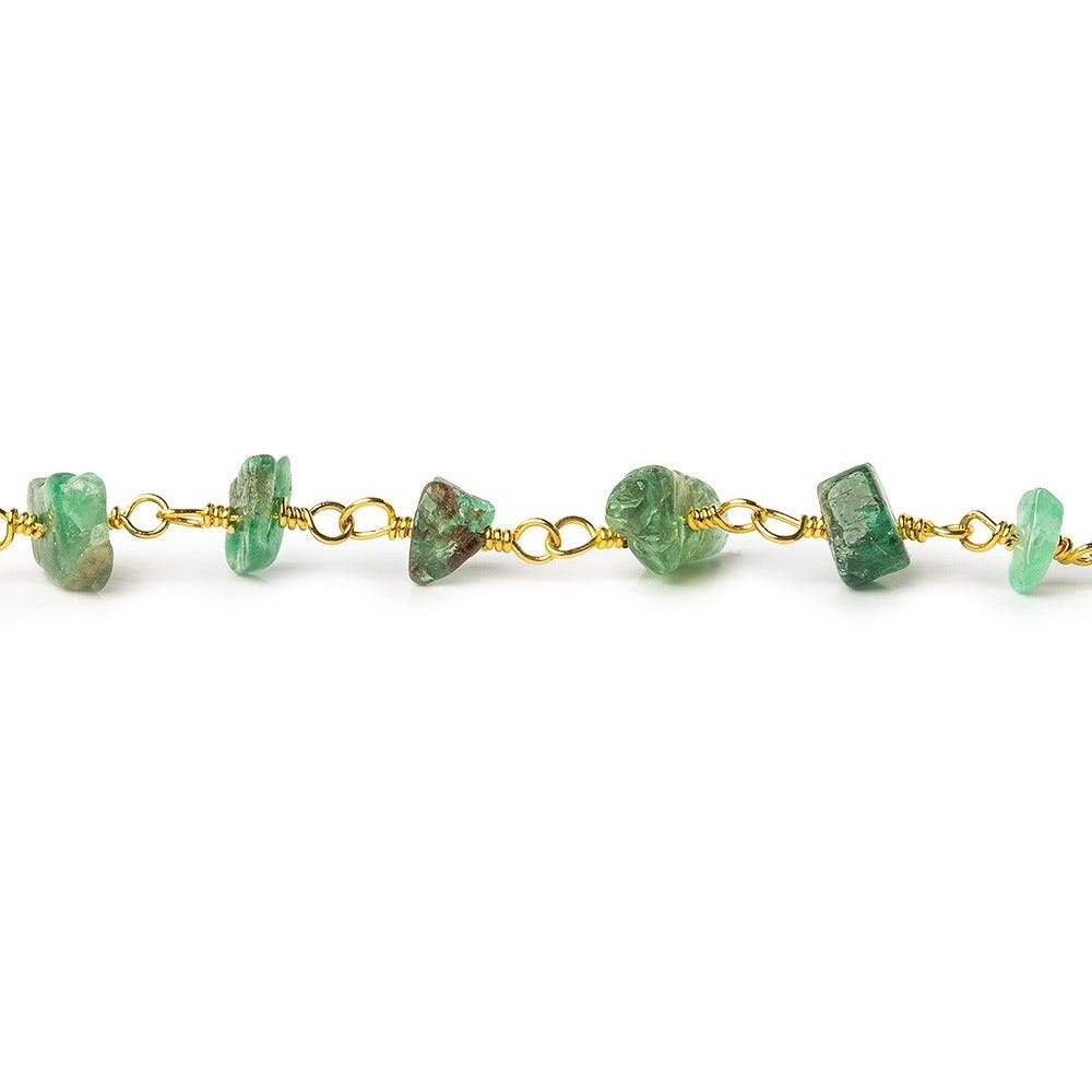 5x3-6x4mm Emerald chip nugget Vermeil Chain by the foot - Beadsofcambay.com