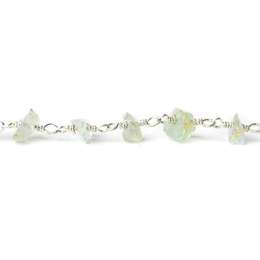 5x3-6x4mm Multi Beryl chip nugget Silver plated Chain by the foot - Beadsofcambay.com