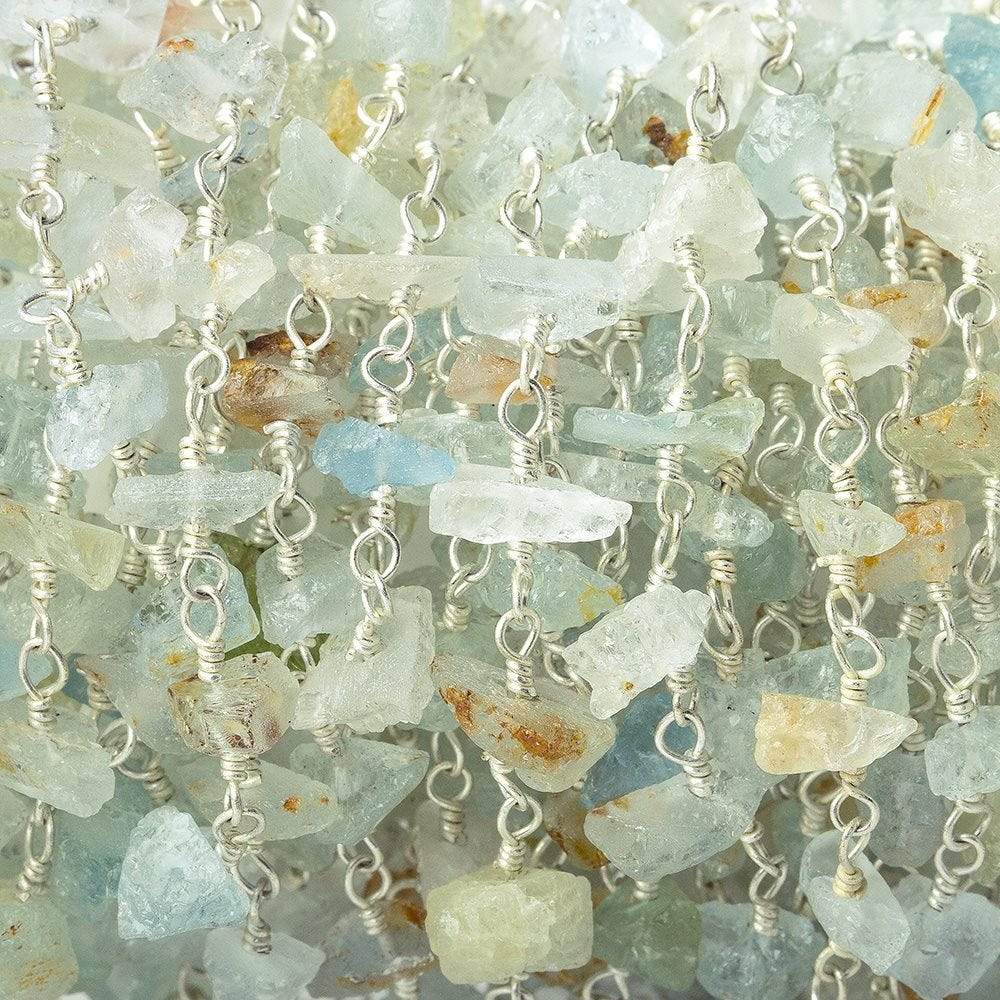 5x3-6x4mm Multi Beryl chip nugget Silver plated Chain by the foot - Beadsofcambay.com