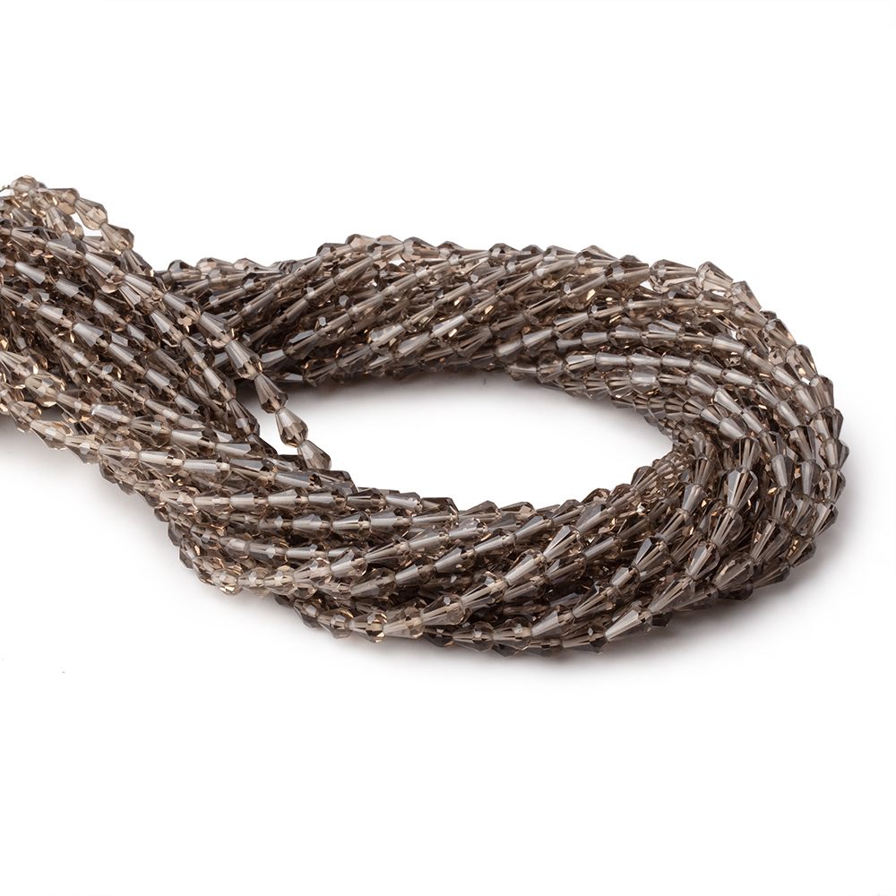 5x3-6x4mm Smoky Quartz Straight Drilled Faceted Tear Drops 14.5 inch 60 Beads - Beadsofcambay.com