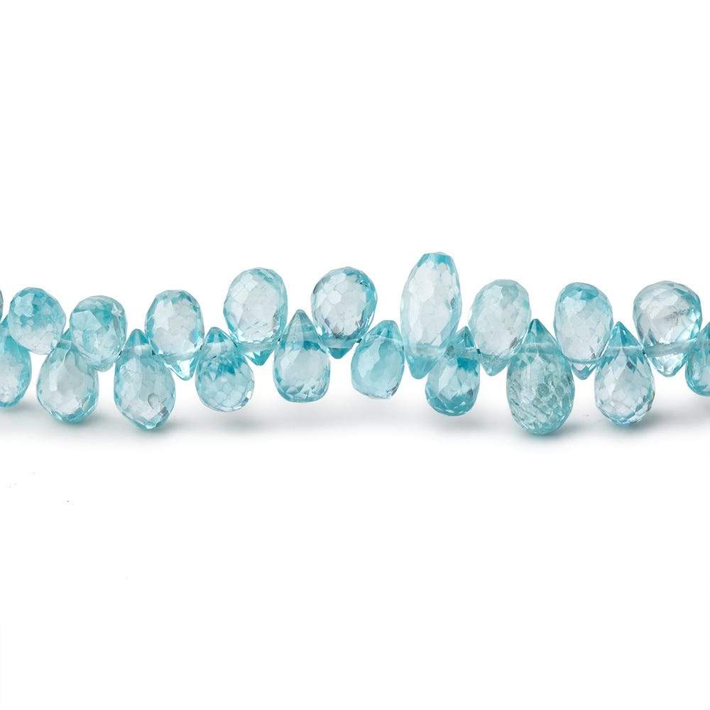 5x3-7x4mm Blue Zircon Faceted Tear Drop Beads 8 inch 85 pieces - Beadsofcambay.com