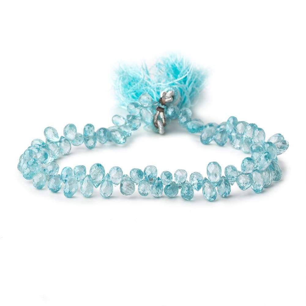5x3-7x4mm Blue Zircon Faceted Tear Drop Beads 8 inch 85 pieces - Beadsofcambay.com