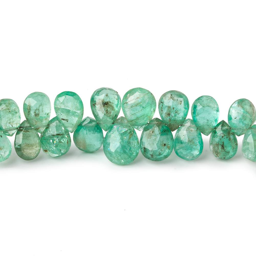 5x3-9x7mm Emerald faceted pear beads 8 inch 72 pieces - Beadsofcambay.com