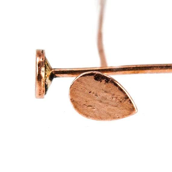 5x3mm 3 inch length Copper Headpin 26 gauge, Plain Pear Head, 22 pieces per bag view 1
