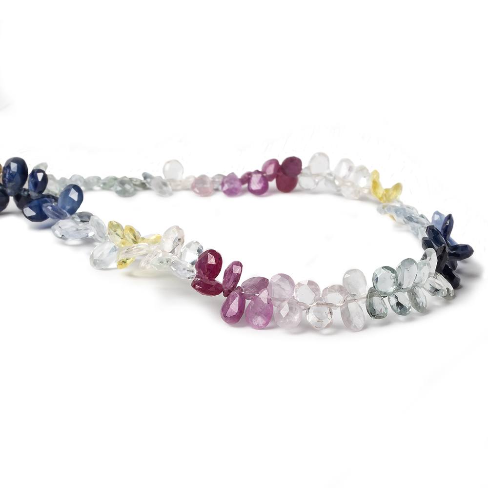 5x3mm Fancy Sapphire Faceted Pear Beads 8 inch 98 pieces - Beadsofcambay.com