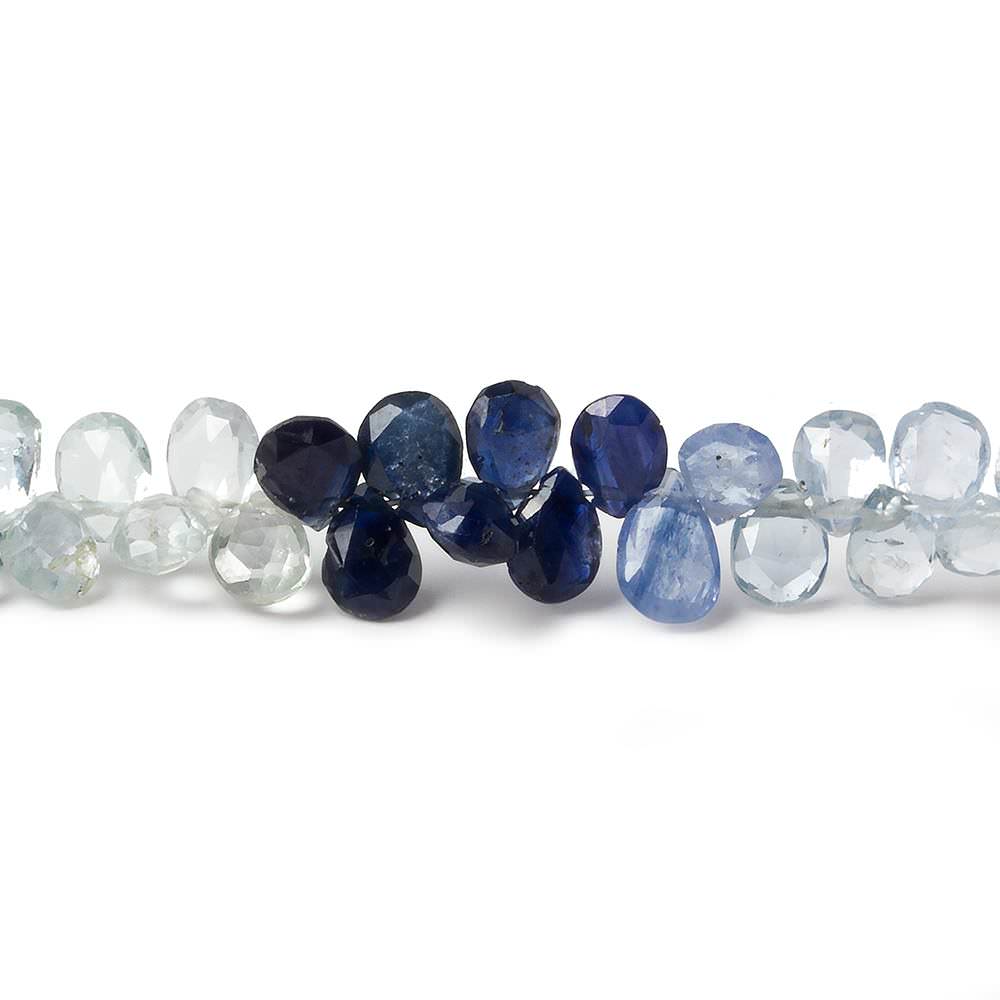 5x3mm Fancy Sapphire Faceted Pear Beads 8 inch 98 pieces - Beadsofcambay.com