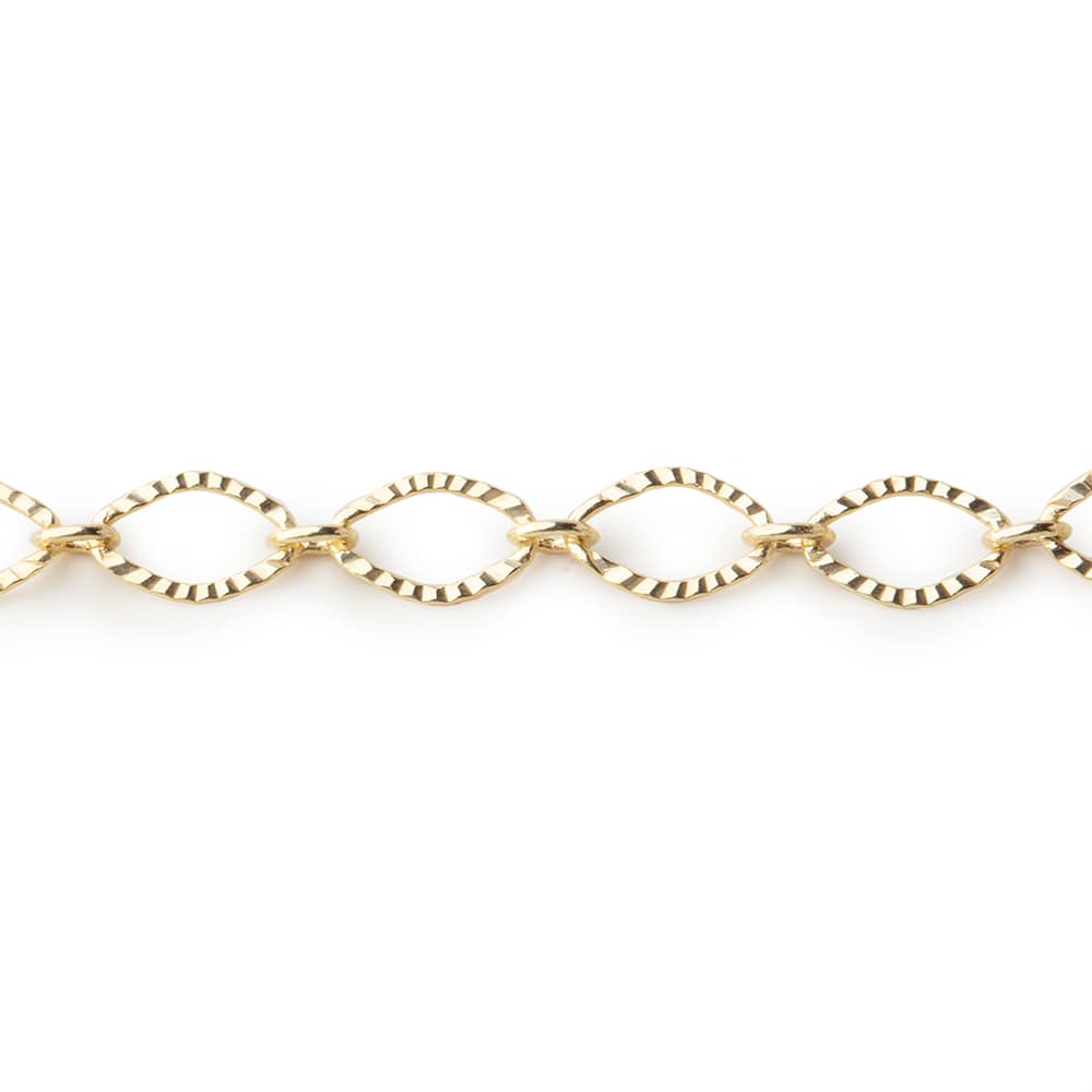 5x3mm Gold plated Corrugated Oval Link Chain by the Foot - Beadsofcambay.com