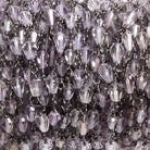 5x3mm Pink Amethyst tear drop Black Gold plated Chain by the foot 31 pieces - Beadsofcambay.com