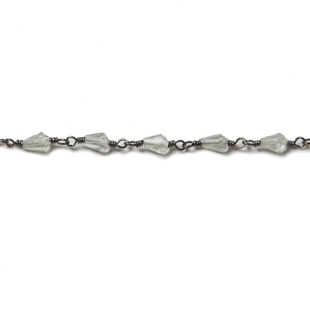 5x3mm Prasiolite tear drop Black Gold plated Chain by the foot 31 pieces - Beadsofcambay.com
