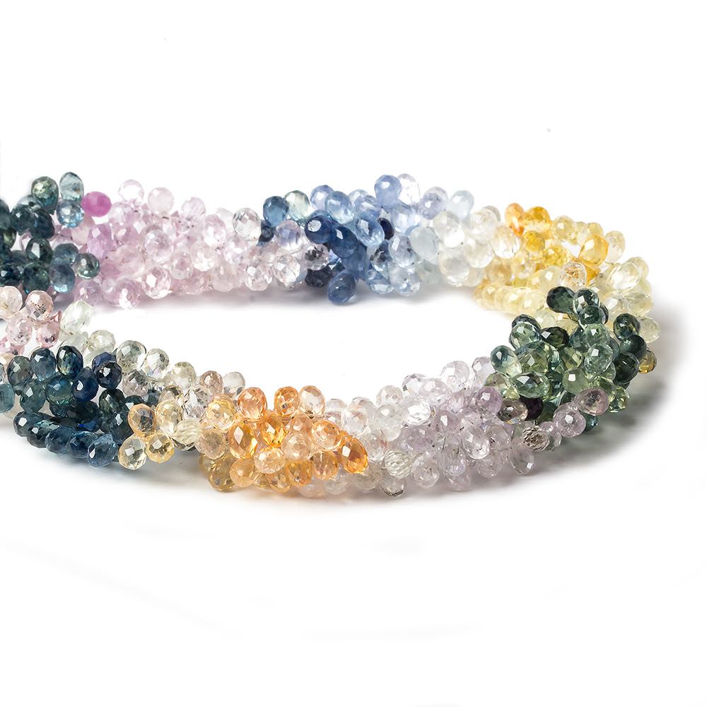 5x3mm Sapphire Micro Faceted Tear Drop Beads 8.5 inch 128 pieces - Beadsofcambay.com