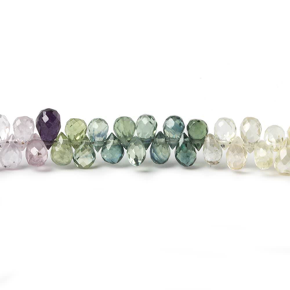 5x3mm Sapphire Micro Faceted Tear Drop Beads 8.5 inch 128 pieces - Beadsofcambay.com