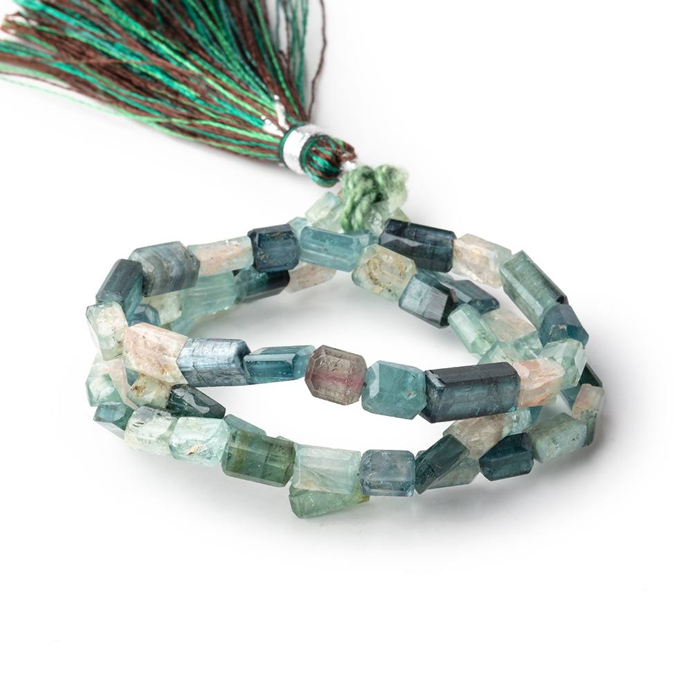 5x4-11x5mm Indicolite Tourmaline Faceted Rectangles 16 inch 60 Beads - Beadsofcambay.com