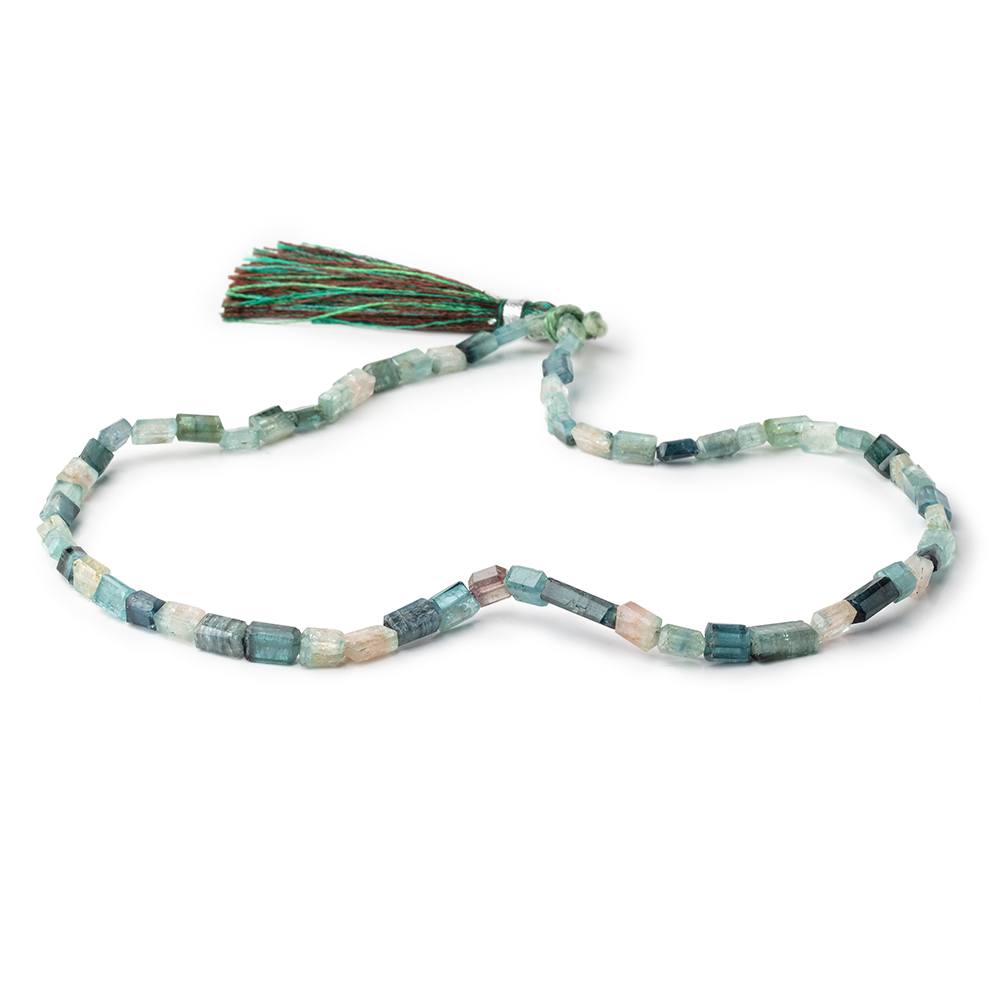 5x4-11x5mm Indicolite Tourmaline Faceted Rectangles 16 inch 60 Beads - Beadsofcambay.com