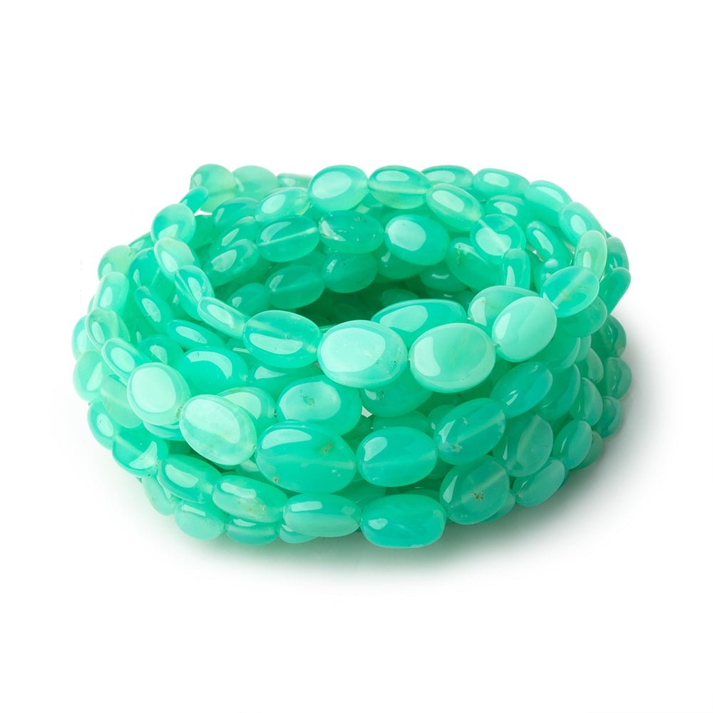 5x4-11x9mm Tanzanian Green Opal Plain Oval Beads 18 inch 57 pieces AAA - Beadsofcambay.com