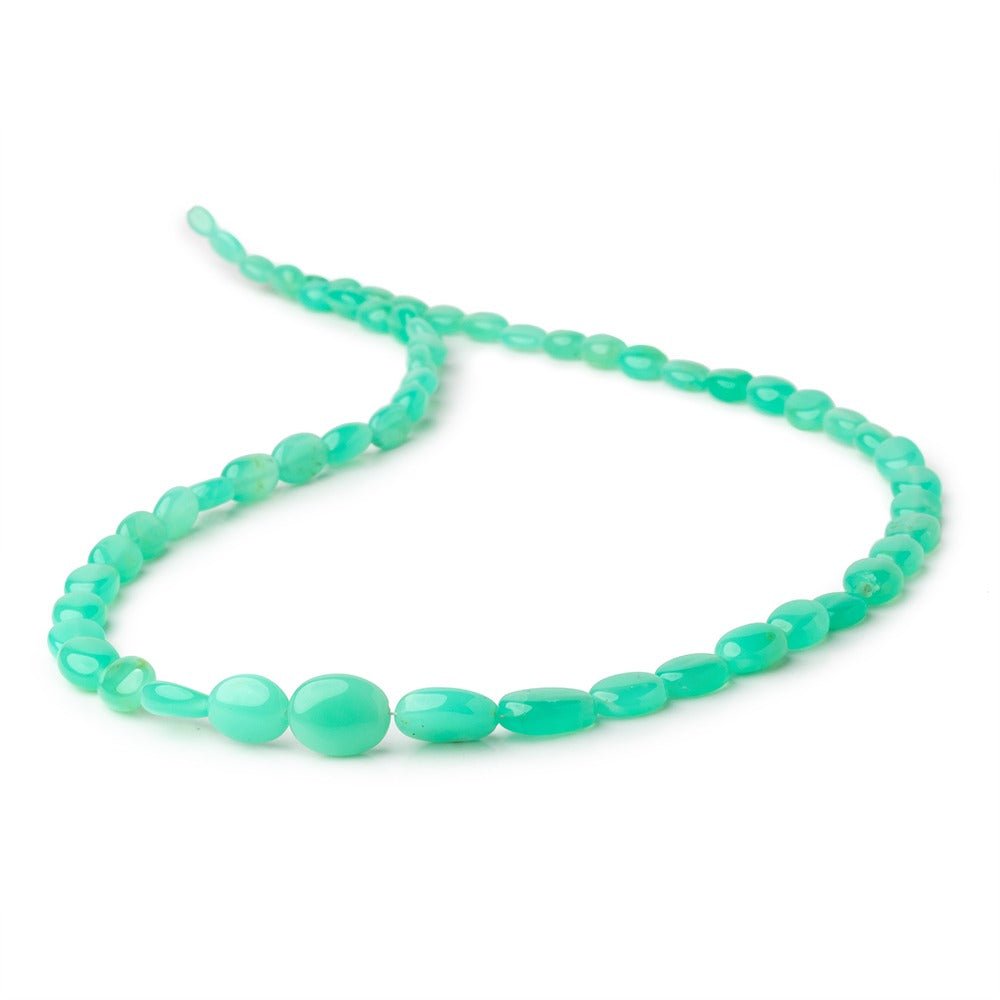 5x4-11x9mm Tanzanian Green Opal Plain Oval Beads 18 inch 57 pieces AAA - Beadsofcambay.com