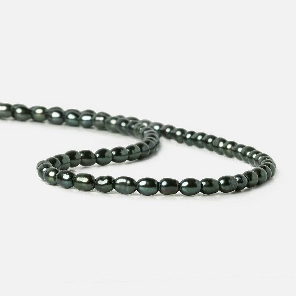 5x4-6x4mm Blue Green Peacock Large Hole Oval Freshwater Pearls 1.5mm drill hole 15 inch 60 pcs - Beadsofcambay.com