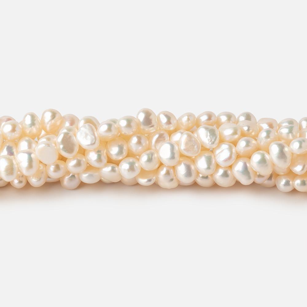 5x4-6x4mm Creamy White Side Drilled Baroque Freshwater Pearls 15.5 inch 95 pieces - Beadsofcambay.com