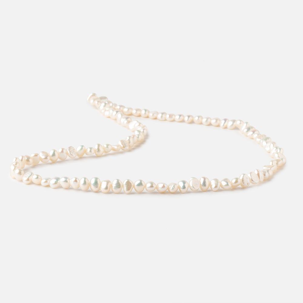 5x4-6x4mm Creamy White Side Drilled Baroque Freshwater Pearls 15.5 inch 95 pieces - Beadsofcambay.com