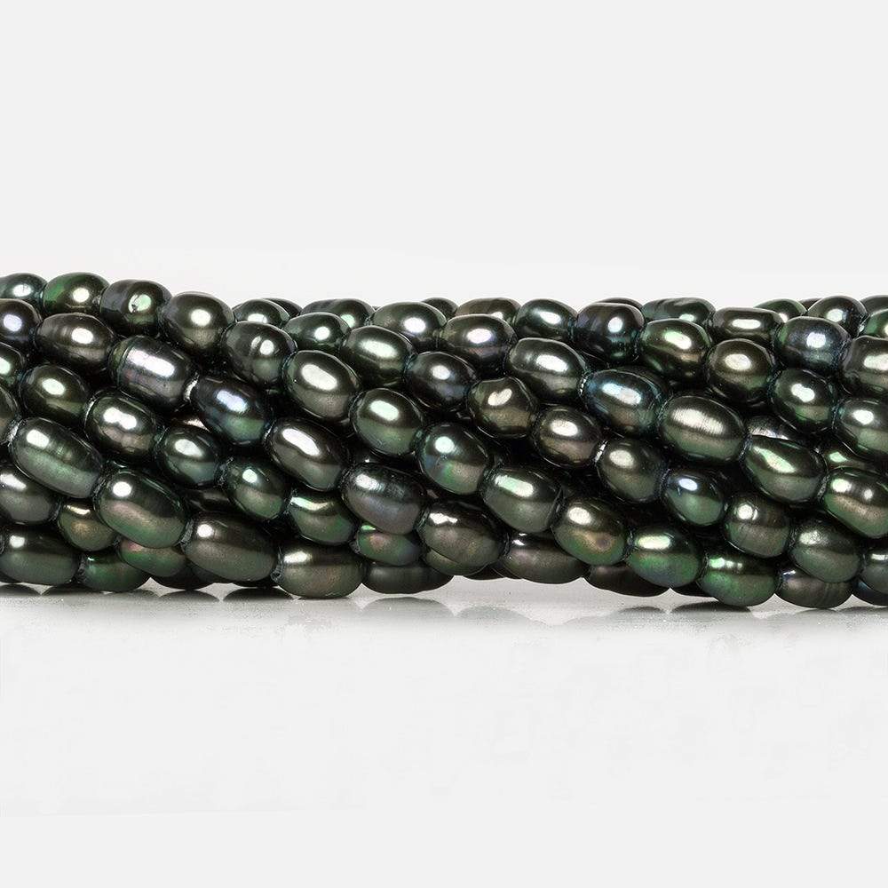 5x4-6x4mm Peacock Grey Large Hole Oval Freshwater Pearls 1.5mm drill hole 15 inch 59 pcs - Beadsofcambay.com