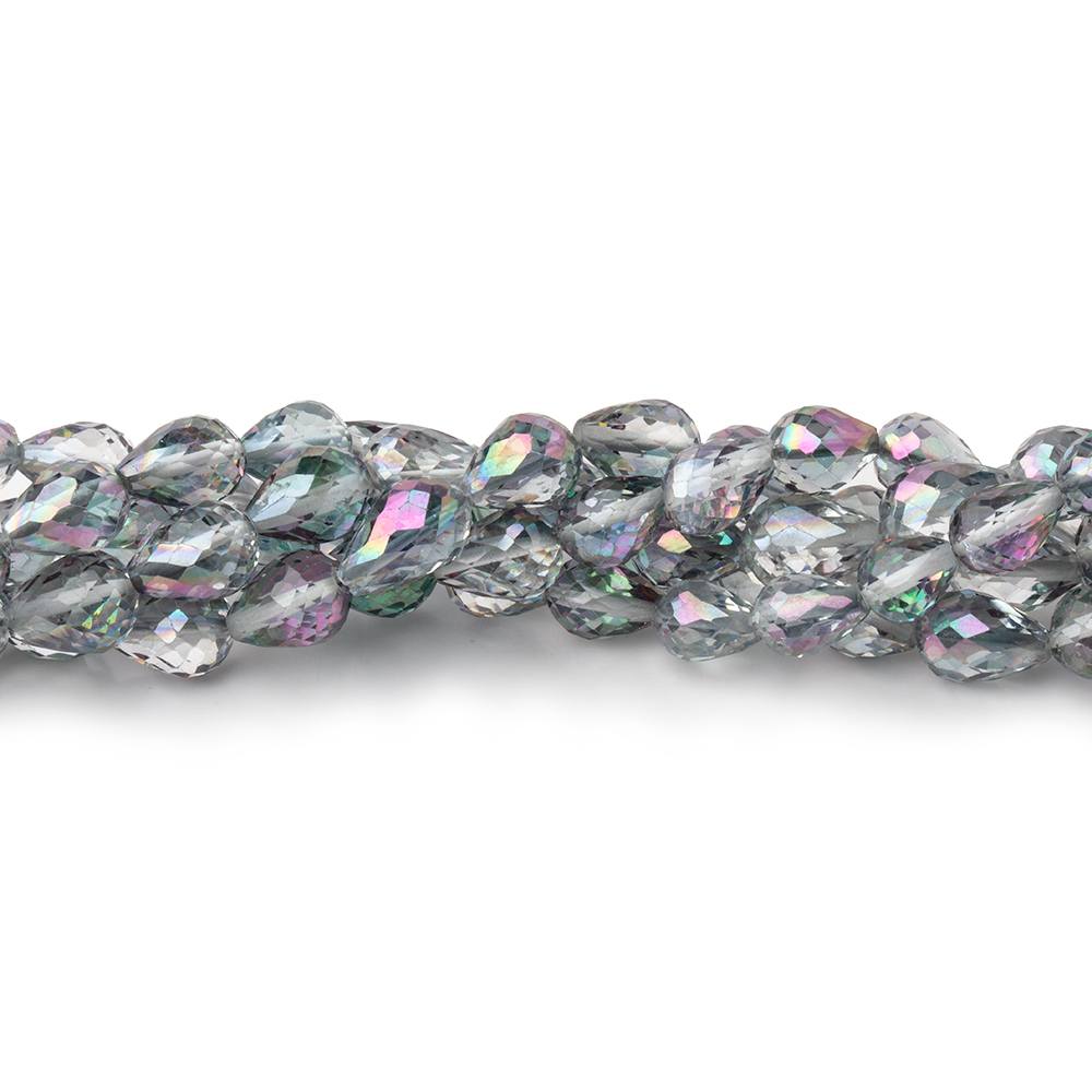 5x4-6x5mm Mystic White Topaz Straight Drill Faceted Tear Drops 7.5 inch 33 beads - Beadsofcambay.com