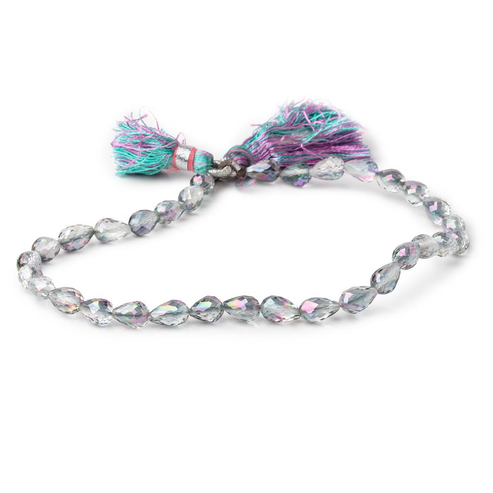 5x4-6x5mm Mystic White Topaz Straight Drill Faceted Tear Drops 7.5 inch 33 beads - Beadsofcambay.com