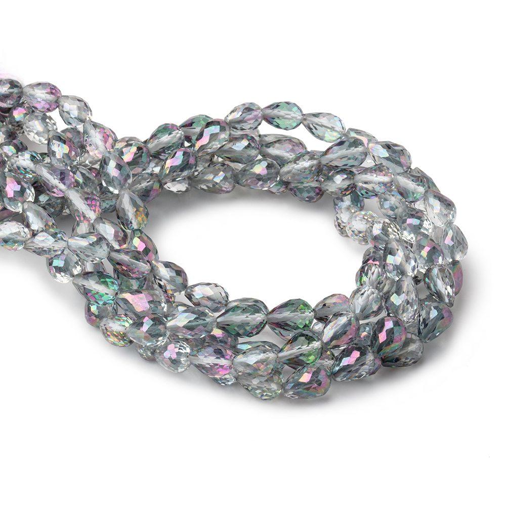 5x4-6x5mm Mystic White Topaz Straight Drill Faceted Tear Drops 7.5 inch 33 beads - Beadsofcambay.com