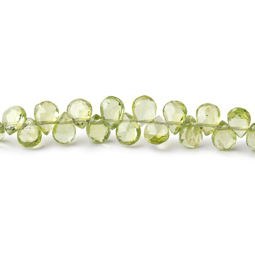 5x4-6x5mm Peridot Faceted Pear Beads 8 inch 75 pieces - Beadsofcambay.com