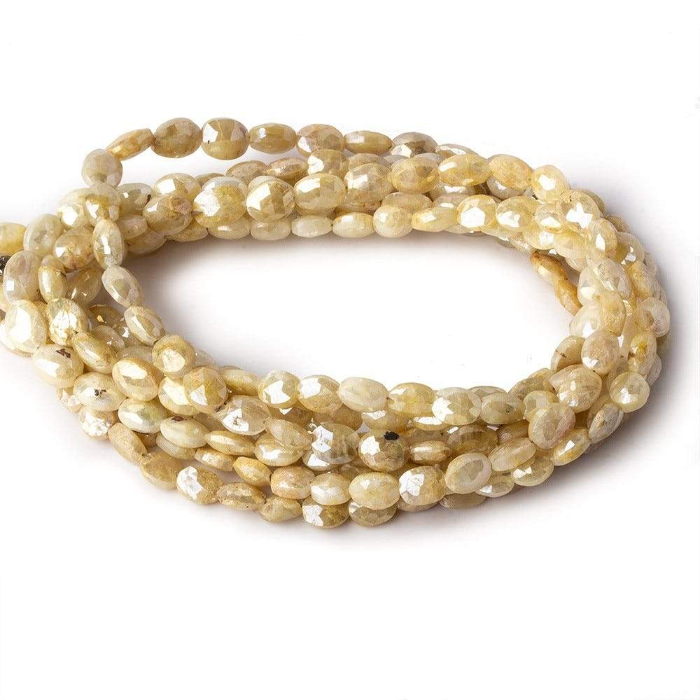5x4-6x5mm Silverite Yellow Sapphire straight drilled faceted ovals 15 inch 69 beads - Beadsofcambay.com