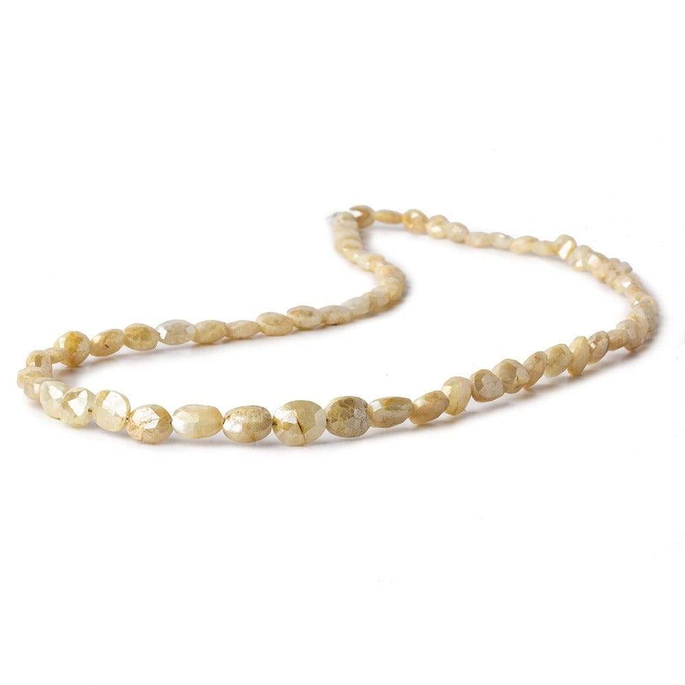 5x4-6x5mm Silverite Yellow Sapphire straight drilled faceted ovals 15 inch 69 beads - Beadsofcambay.com